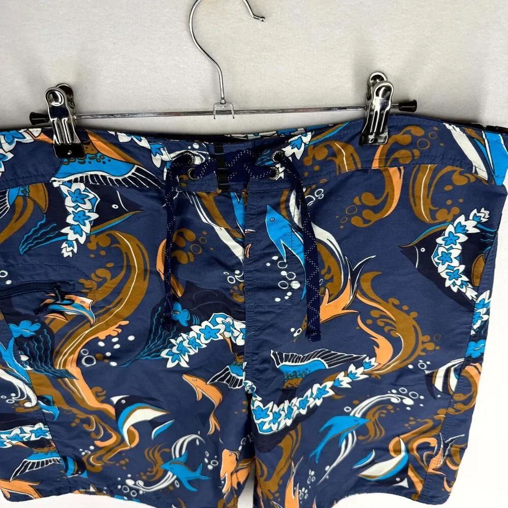 Patagonia Blue Tropical Fish Swim Board Shorts Mens Size 34‎